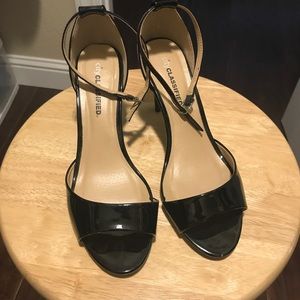 Black Ankle Strap Patent Leather Heels